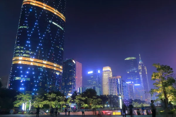 Downtown night cityscape in Guangzhou China — Stock Photo, Image