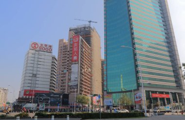 Sanduo alışveriş ilçe gece cityscape Kaohsiung Tayvan