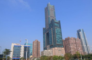 Şehir merkezindeki cityscape Kaohsiung Tayvan