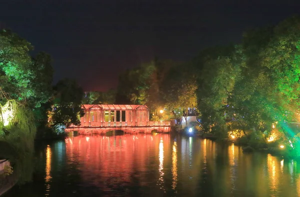 Rough lake night cityscape Guilin China