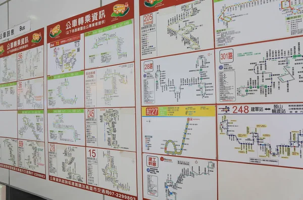 Public bus timetable Kaohsiung Taiwan — Stock Photo, Image