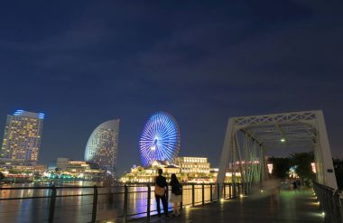Yokohama şehir gece cityscape Yokohama Japonya'da