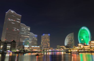 Yokohama şehir gece cityscape Yokohama Japonya'da