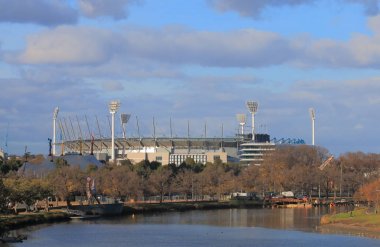 MCG Yarra river cityscape Melbourne Australia clipart