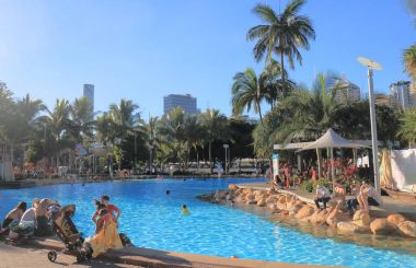Sokaklar Southbank Brisbane Avustralya plaj
