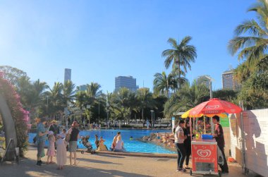 Sokaklar Southbank Brisbane Avustralya plaj