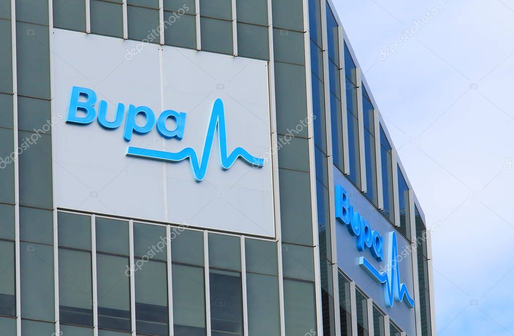 BRISBANE AUSTRALIA - JULY 9, 2017: Bupa healthcare. Bupa is an international healthcare group with origins and headquarters in the United Kingdom