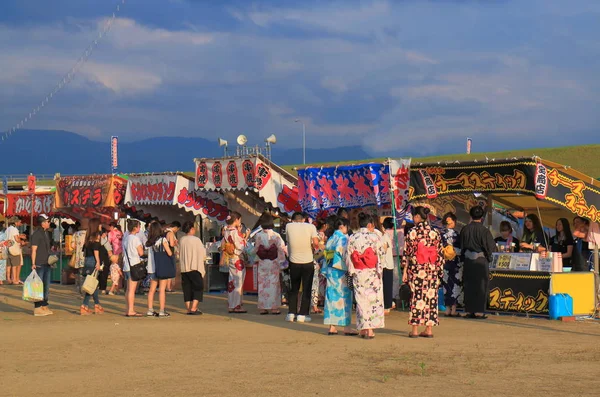Japanska fyrverkerier sommarfestival Kanazawa Japan — Stockfoto