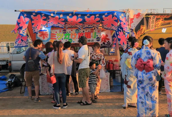 Japanska fyrverkerier sommarfestival Kanazawa Japan — Stockfoto