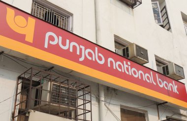 Yeni Delhi Hindistan - 27 Ekim 2017: Pencap Ulusal Bankası. Punjab Ulusal Bankası bir Hint çokuluslu bankacılık ve finansal hizmetler 1894 yılında kurulan olmasıdır.
