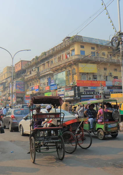 New Delhi India Ottobre 2017 Traffico Intenso Nella Vecchia Delhi — Foto Stock