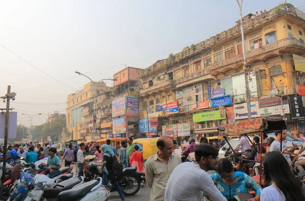 New Delhi India Octobre 2017 Embouteillage Intense Dans Vieux Delhi — Photo