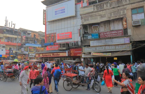 New Delhi India October 2017 Unidentified People Visit Candni Chowk — Stock Photo, Image