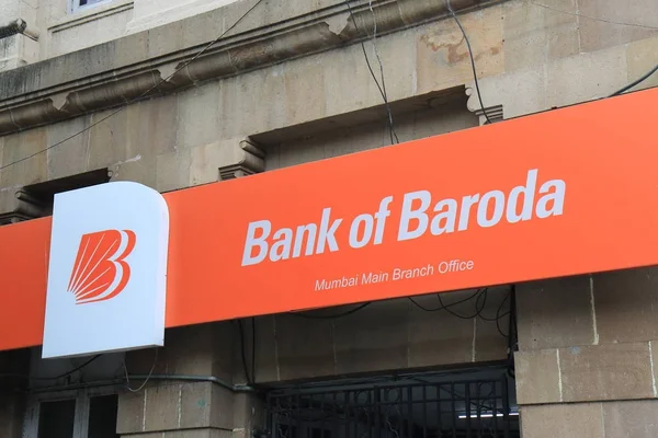 Mumbai India Octubre 2017 Firma Del Banco Baroda Bank Baroda — Foto de Stock