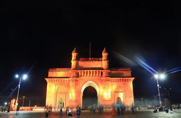 Porta Entrada Índia Iluminar Mumbai Índia — Fotografia de Stock