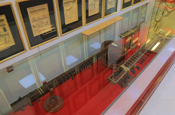 Udaipur India Outubro 2017 Exposição Histórica Instrumentos Musicais Museu Palácio — Fotografia de Stock