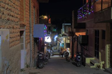 Jodhpur Hindistan - 19 Ekim 2017: Eski şehir gece cityscape Jodhpur.