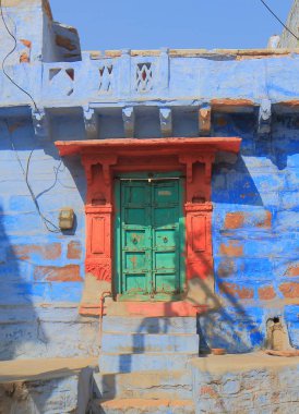 Renkli tarihi evi cityscape Jodhpur Hindistan