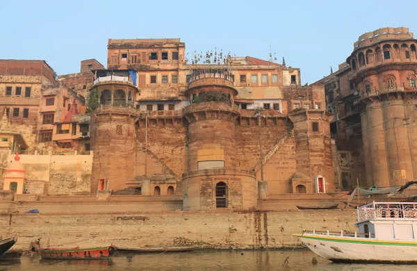 Ganges Rivier Ganges Mahal Ghat Varanasi India — Stockfoto