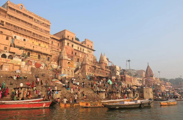 Varanasi Indie Listopada 2017 Niezidentyfikowanych Osób Wizyta Ghat Ahilyabai Rzeki — Zdjęcie stockowe
