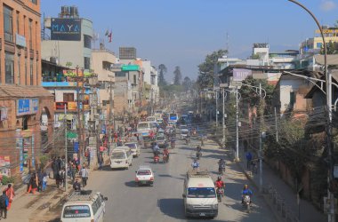 Katmandu Nepal - 10 Kasım 2017: Ağır trafik şehir merkezinde Katmandu Nepal.