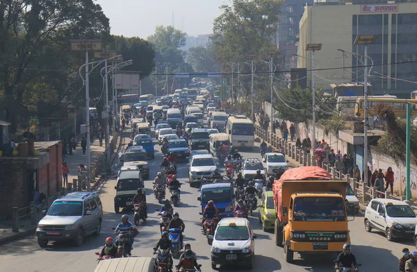 Kathmandu Nepal Ноября 2017 Года Интенсивное Движение Центре Непала Катманду — стоковое фото