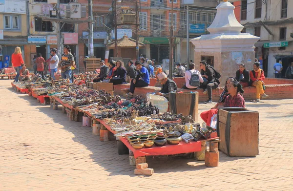 Kathmandu Nepal Noviembre 2017 Gente Visita Mercado Callejero Durbar Square — Foto de Stock
