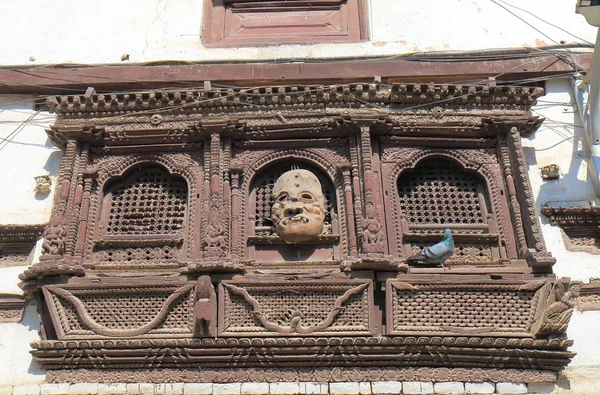 Történelmi Építészet Épület Ablak Katmandu Nepál — Stock Fotó