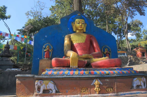 Estatua Buda Templo Swayambhunath Stupa Katmandú Nepal — Foto de Stock