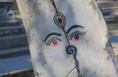 Dini yüz boyama Swayambhunath Stupa Tapınağı Katmandu Nepal