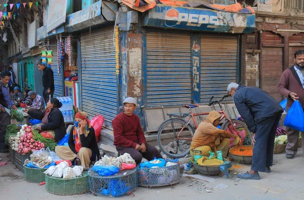 Kathmandu Nepal Listopada 2017 Niezidentyfikowanych Osób Wizyta Siddhidas Marg Stary — Zdjęcie stockowe