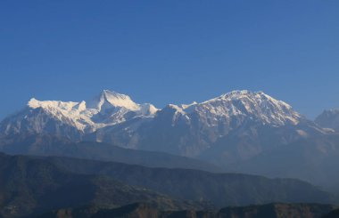 Machhapuchhre Himalaya dağ manzarası Annapurna Pokhara Nepal