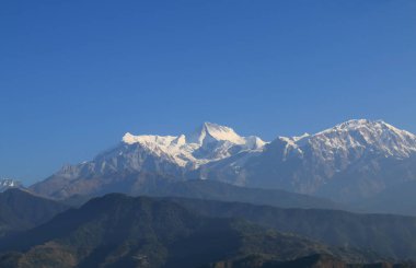 Machhapuchhre Himalaya dağ manzarası Annapurna Pokhara Nepal