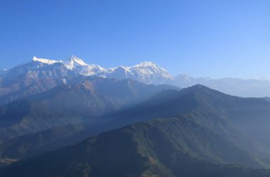 Machhapuchhre Himalaya dağ manzarası Annapurna Pokhara Nepal