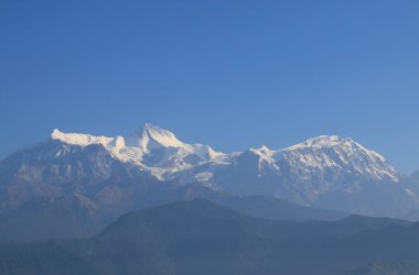 Machhapuchhre Himalaya dağ manzarası Annapurna Pokhara Nepal
