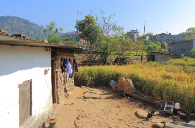 Yerel ev yaşam tarzı manzara Pokhara Nepal