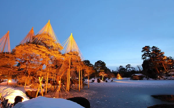 Traditional Kenrokuen Japanese Garden Winter Snowscape Kanazawa Japan — Stock Photo, Image