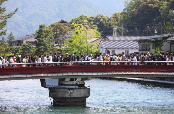 Kyoto Japón Mayo 2018 Personas Identificadas Visitan Puente Giratorio Amanohashidate — Foto de Stock