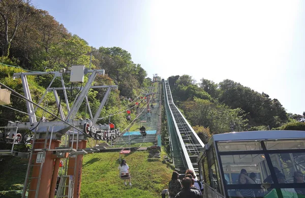 Fukui Giappone Maggio 2018 Persone Non Identificate Prendono Funivia Parco — Foto Stock