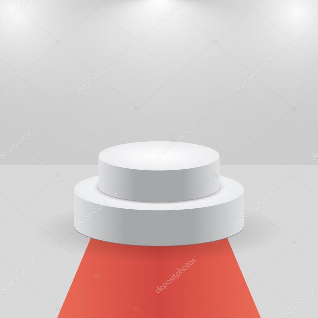 3d isolated Empty white podium on gray background