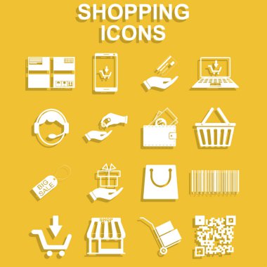 alışveriş simgeleri ayarlandı.