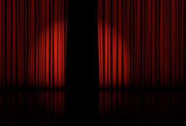 Spotlight on stage curtain. Vector. clipart
