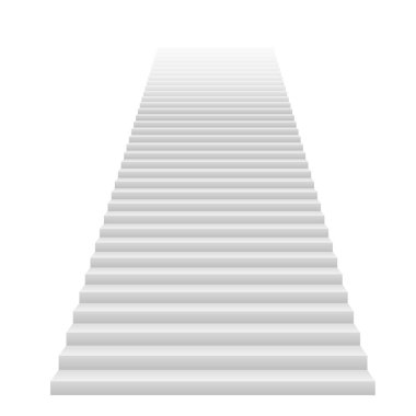 Beyaz merdiven vektör çizim önden görünümü.