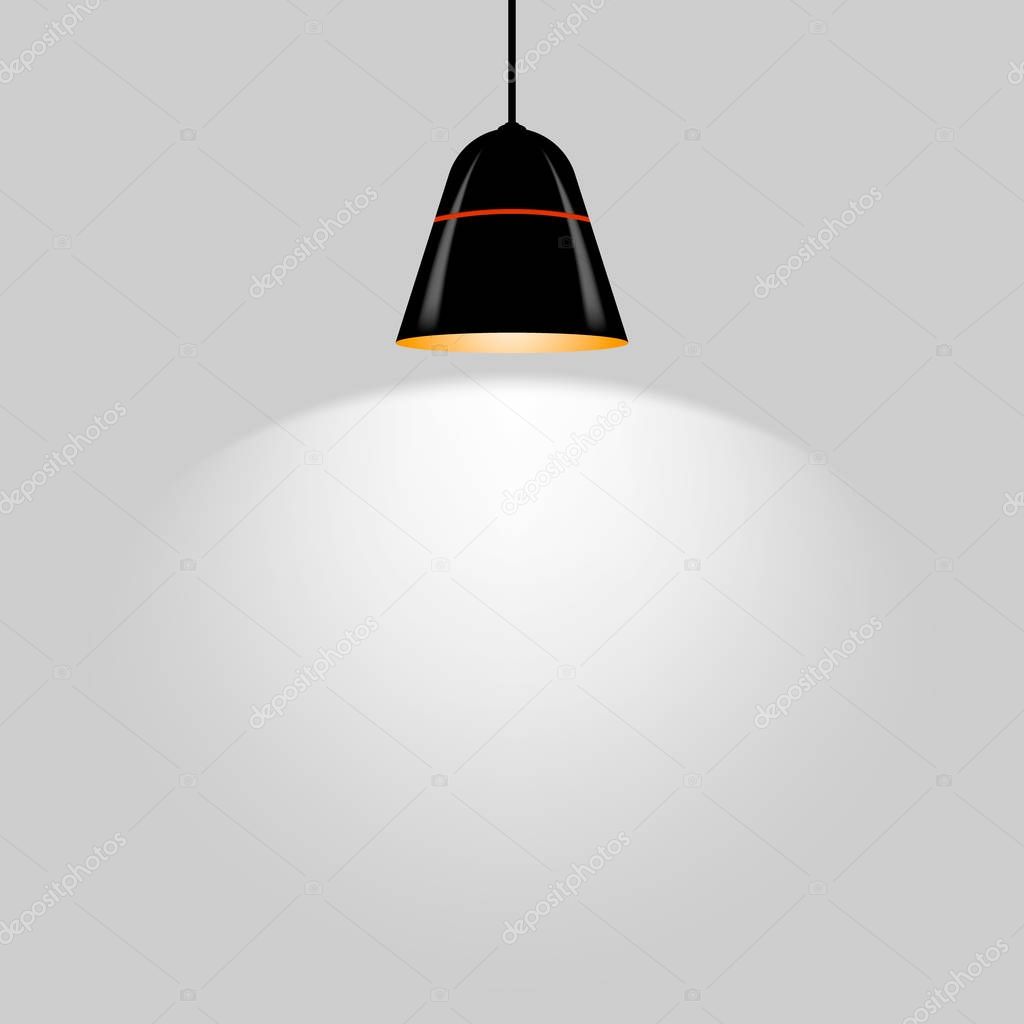 Black ceiling lamp. Vector.