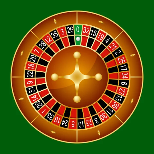 Ilustración vectorial de rueda de ruleta de casino detallada . — Vector de stock