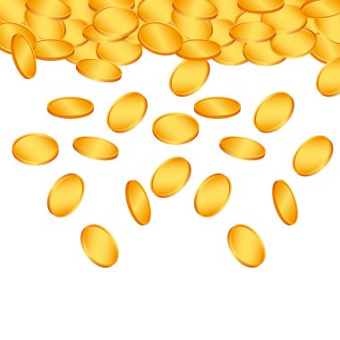 Düşen altın sikke. Vektör mali kavramı arka plan. Yatırım şekil.