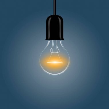 Tavanda asılı bir gerçekçi elektrik ışık ampul.