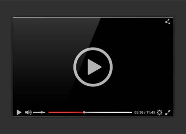 Modern video karesi. Video oynatıcı arabirimi mokup veya web için kullanıcı arabirimi. Vektör çizim.