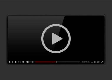 Modern video karesi. Video oynatıcı arabirimi mokup veya web için kullanıcı arabirimi. Vektör çizim.