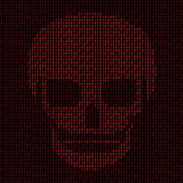 Hacken systeem. Abstract, lichtgevende schedel van rode kleur van het programmeren van symbolen. Hexadecimale talstelsel. De gegevens wordt bedreigd. Vectorillustratie. EPS-10 — Stockvector